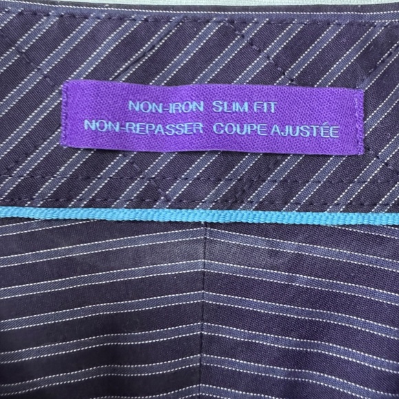EGARA Men's Long Sleeve Striped Cotton‎ Dress Shirt Button Up Purple 16 - 34/35 - Picture 7 of 14